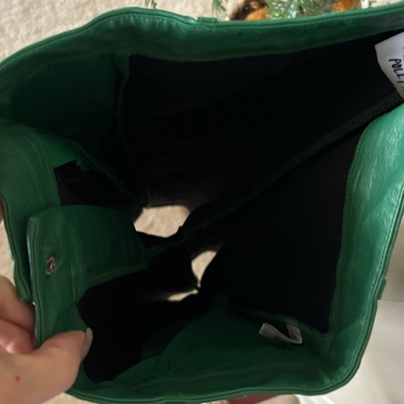 Princess Polly Ashlea Faux Leather Pants Green Mid Rise Light Flare Trousers - Picture 13 of 16